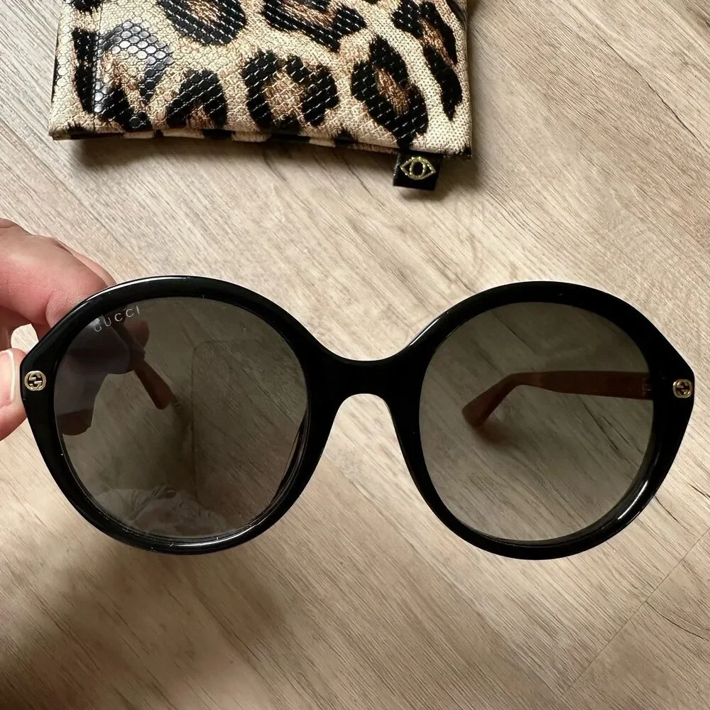 Gucci Sunglasses GG0023S Black Front Havana Tortoiseshell Brown Sides
